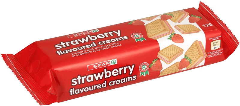 biscuit creams strawberry flavoured