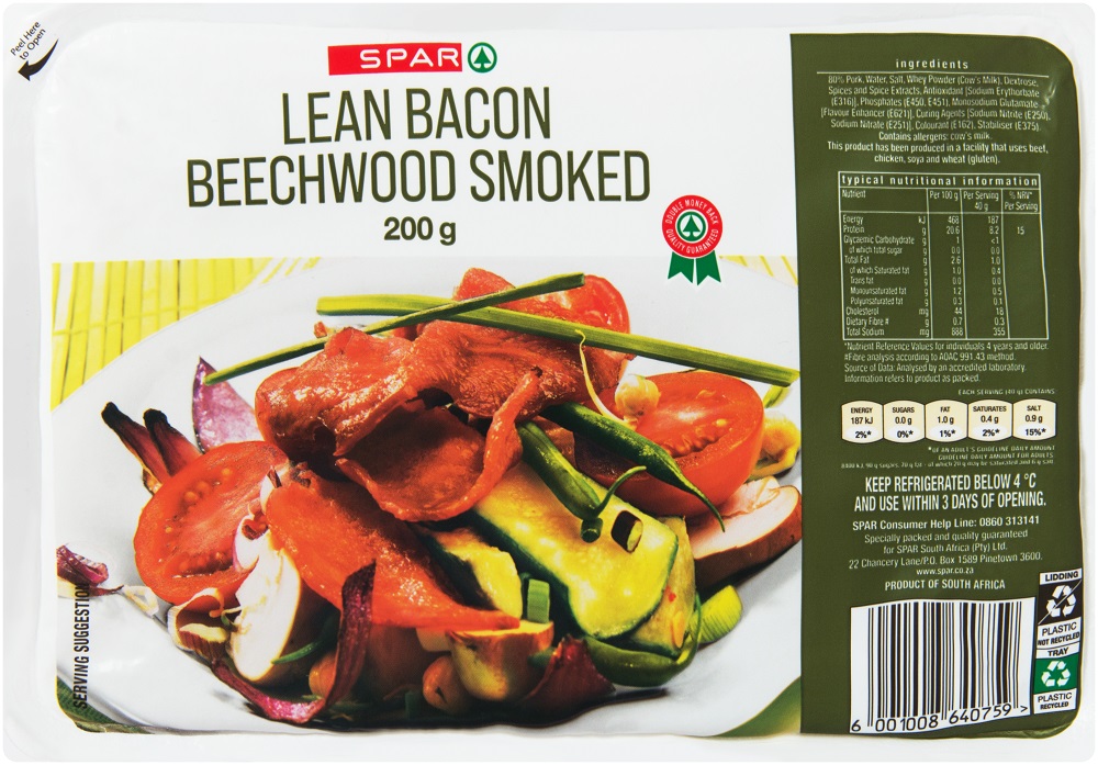 lean bacon beechwood smoked
