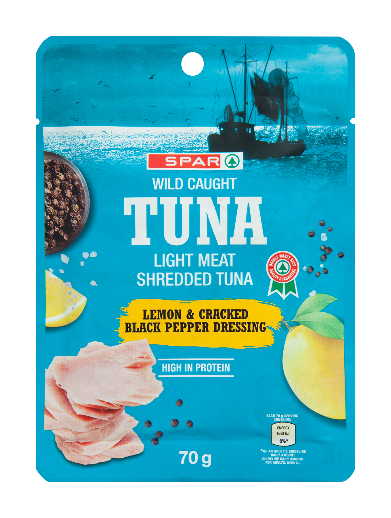 tuna sachets lemon and cracked black pepper dressing